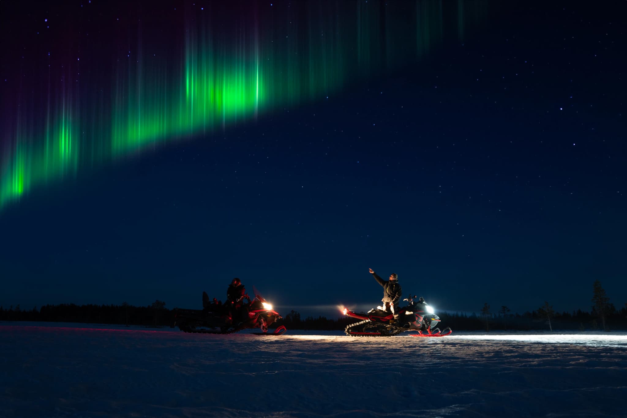 Northern Lights snowmobile background